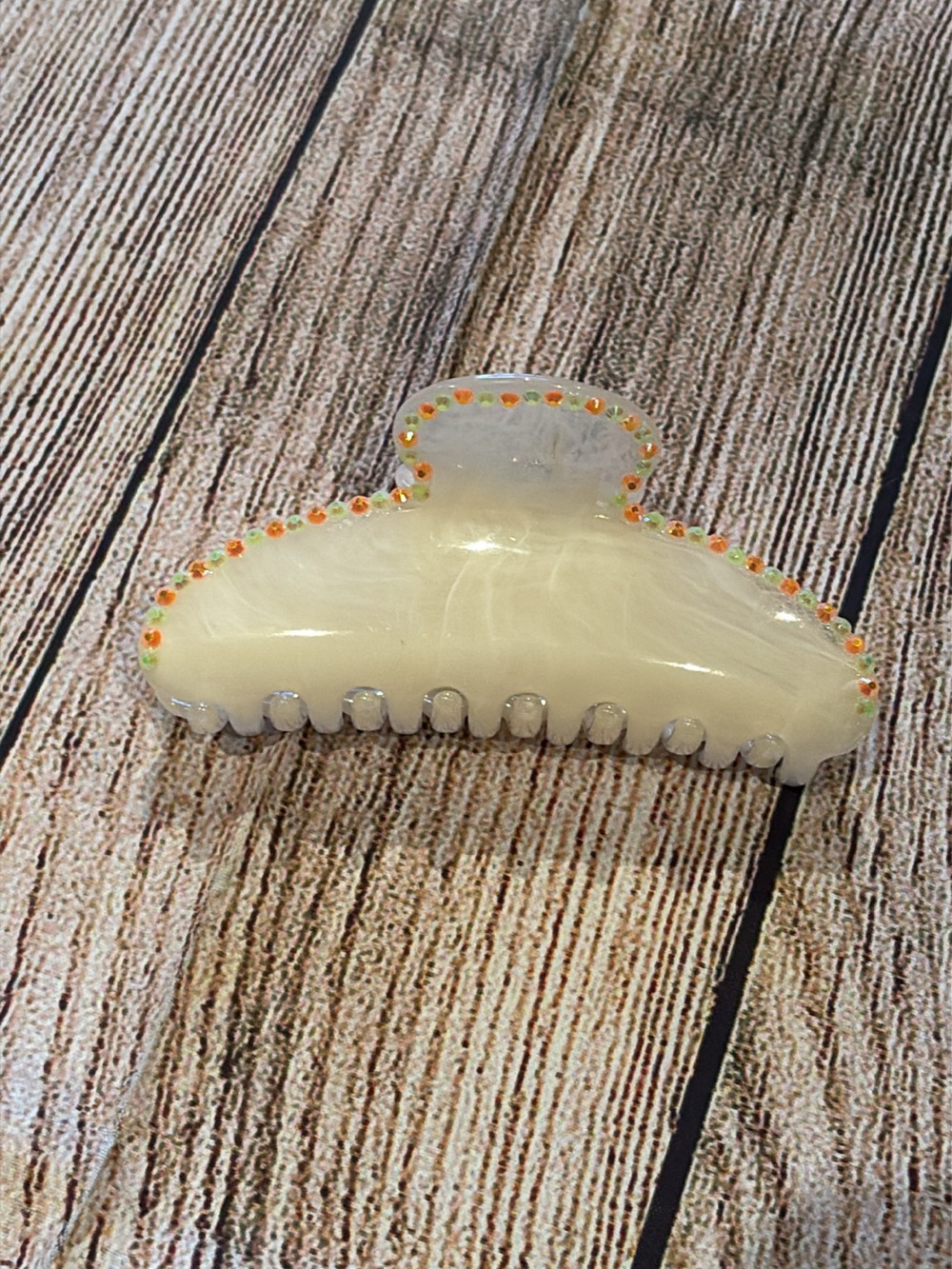 Pearl White Rhinestone Hair Claw Clip - Women Accessories